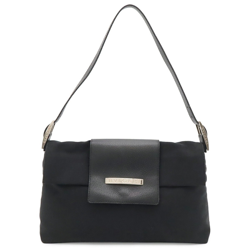 BVLGARI Bulgari Mania Shoulder Bag, Canvas and Leather, Black